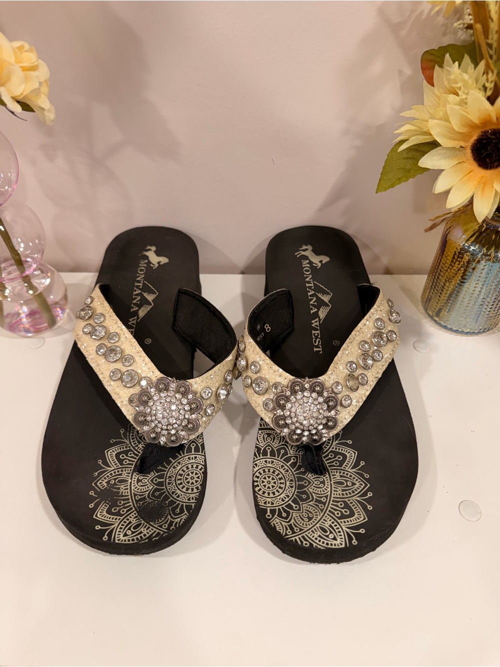 Montana West Women's Jeweled Flip Flop Sandals